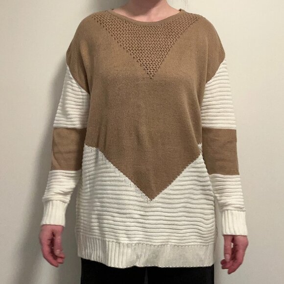 Sweaters - Two tone drop shoulder sweater